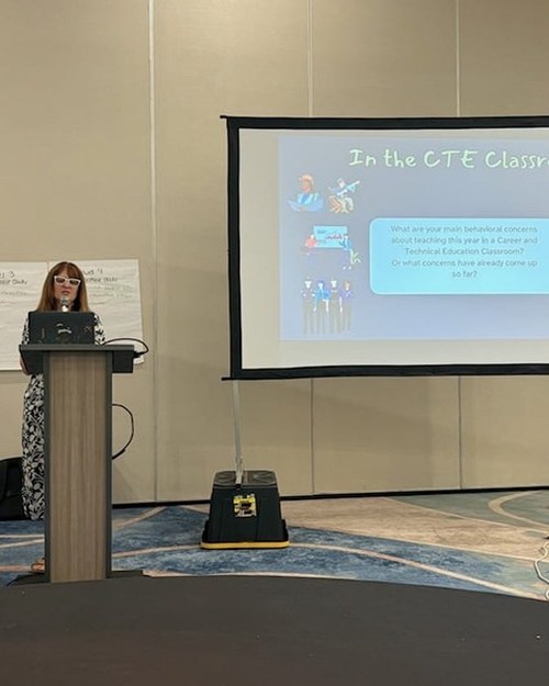 Jen Kain presenting at a training session